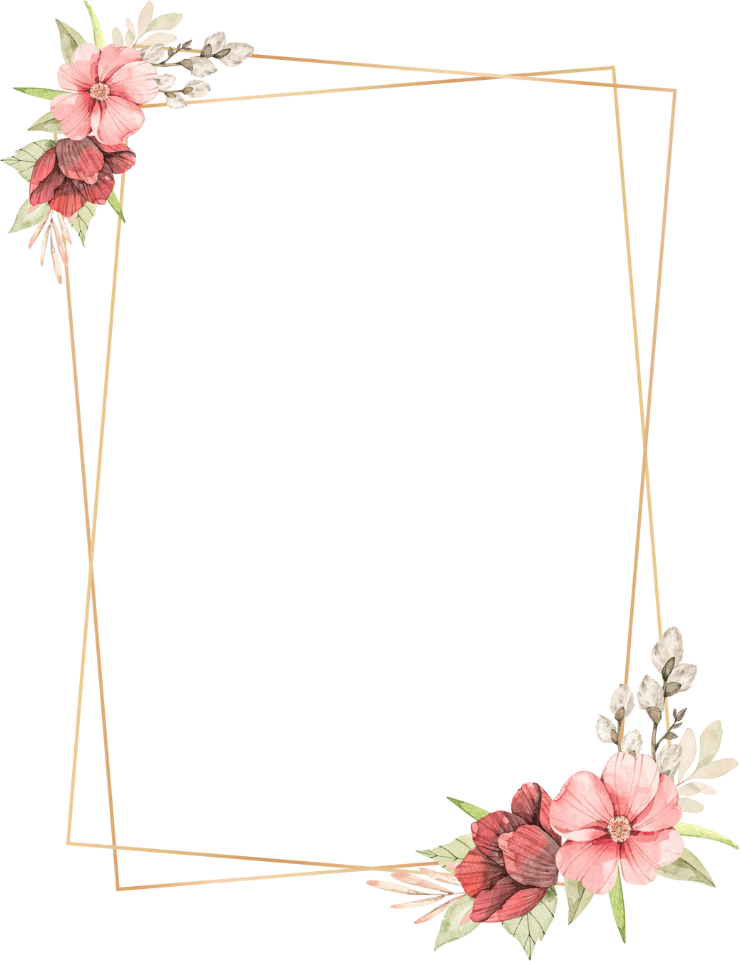 Rectangular Golden Floral Frame