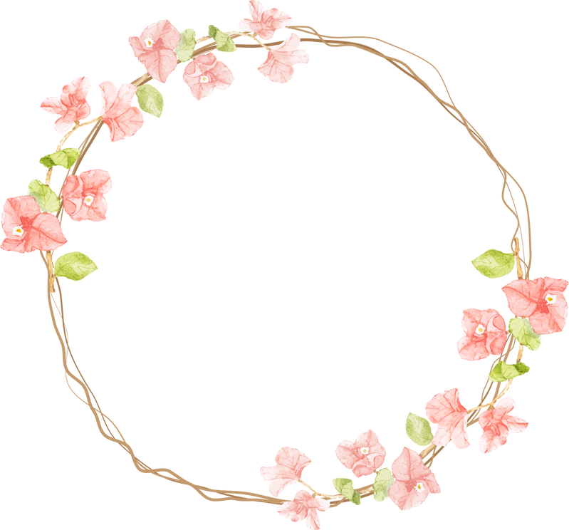 Pink Bougainvillea with Dry Twig Wreath Frame