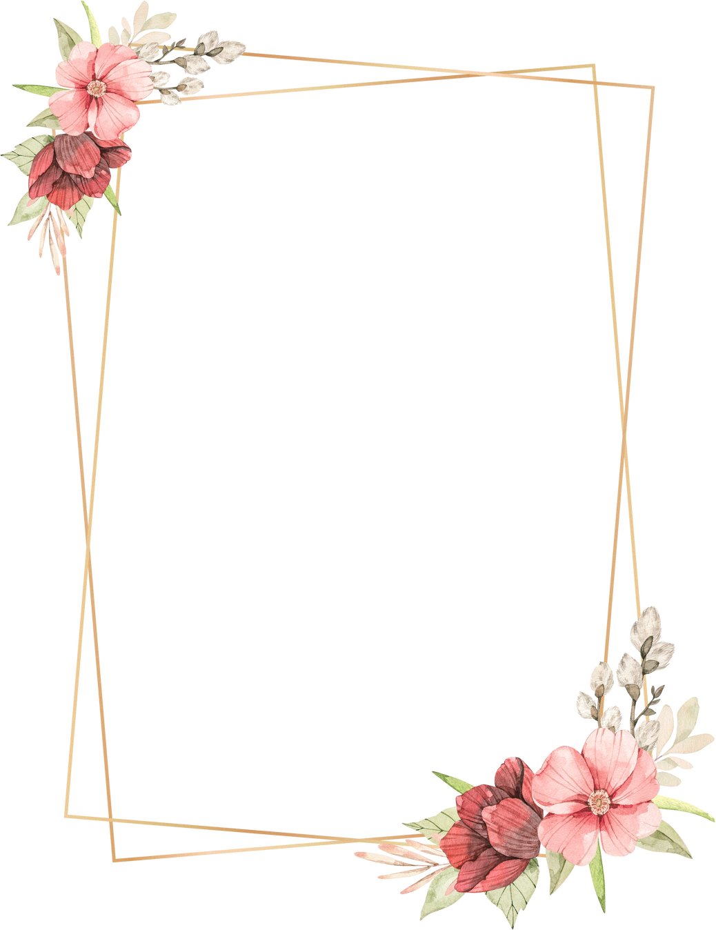 Rectangular Golden Floral Frame